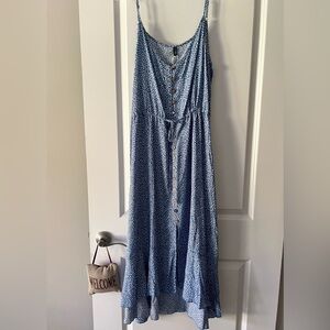 Blue Polka Dot Midi Dress